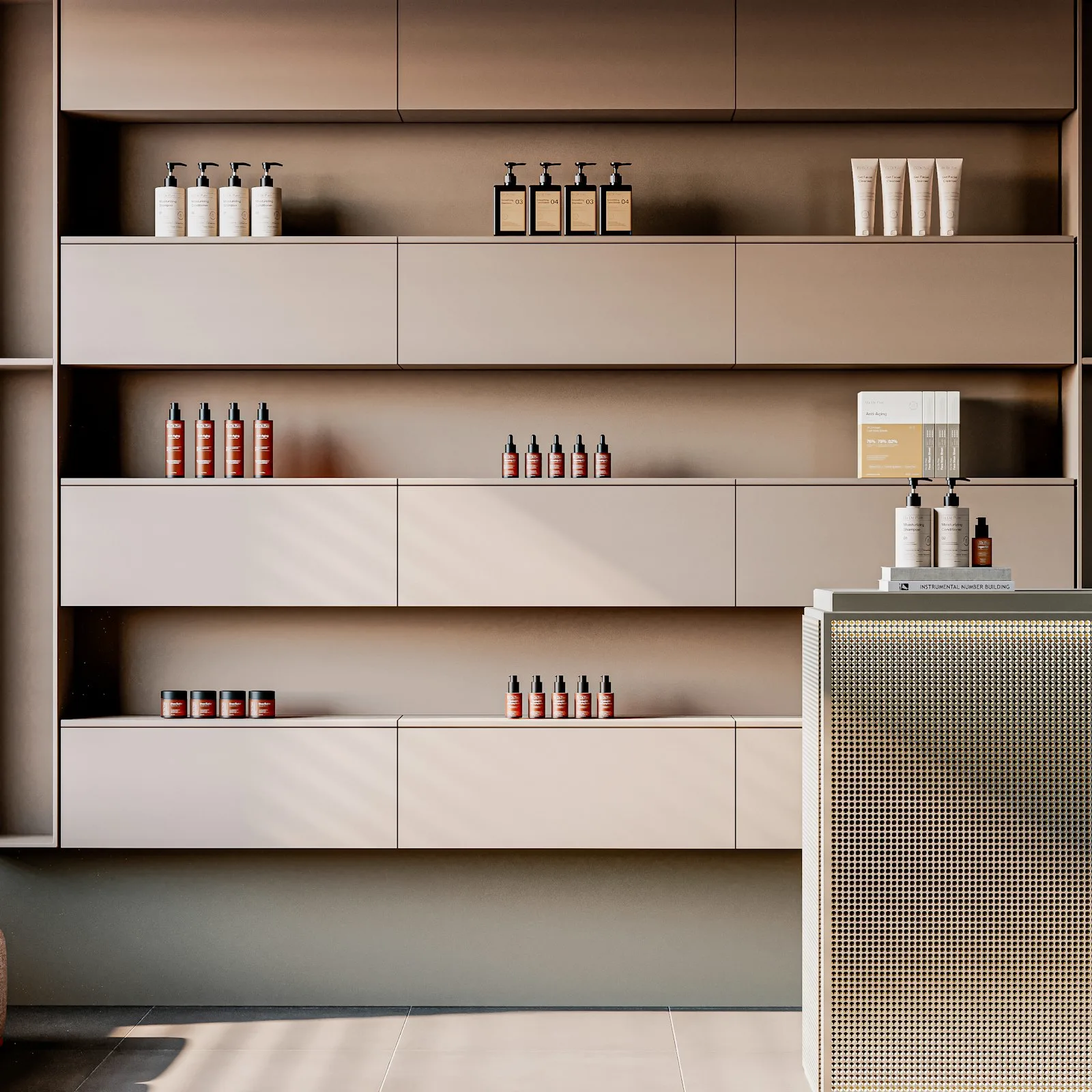 Organic skincare products displayed on a retail shelf